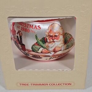 1980 Hallmark Santa Satin Ball Christmas Ornament